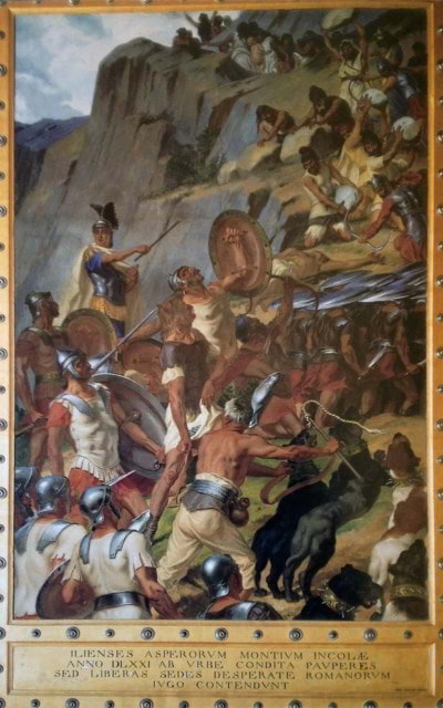lotta contro i Romani (D. Bruschi, Palazzo Vice Regio di Cagliari)