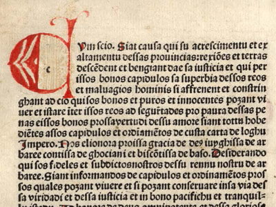 la 'Carta de Logu' promulgata da Eleonora d'Arborea il 14 aprile 1392, versione aggiornata della Carta emanata dal padre Mariano IV
