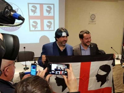 conferenza stampa del segretario della Lega <b>Matteo Salvini</b> e del Governatore della Sardegna <b>Christian Solinas</b>