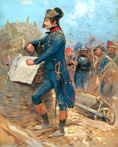 <b>Napoleone</b> durante l'assedio di Tolone, di Edouard Detaille (1848-1912) - Muséè de l'Armée. Detaille, per la sua precisione nei dettagli, era considerato l'artista semiufficiale dell'esercito francese