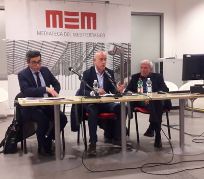 il tavolo dei relatori con <b>Antonello Angioni</b>, <b>Fabio Meloni</b> e <b>Angelo Abis</b>