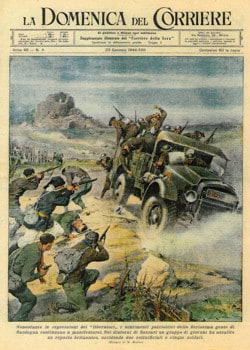 la copertina de 'La Domenica del Corriere' del gennaio 1944, dal titolo 'Agguato in Sardegna'