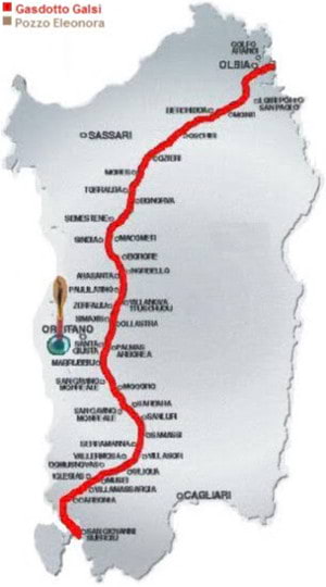 il percorso del gas in Sardegna