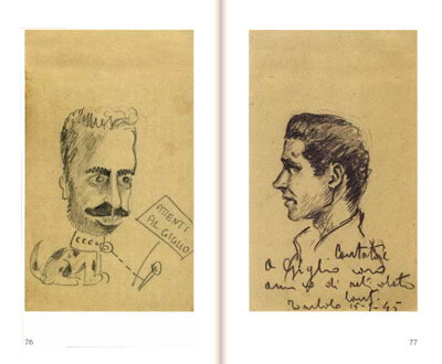 vignette pubblicate sul giornale dei prigionieri (a destra ritratto di <b>Mario Giglio</b>)